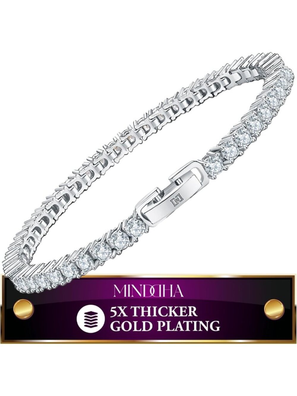 Elegant Gold Plated Tennis Bracelet, Adjustable 5.5-8", 2mm/3mm Width, Sparkling